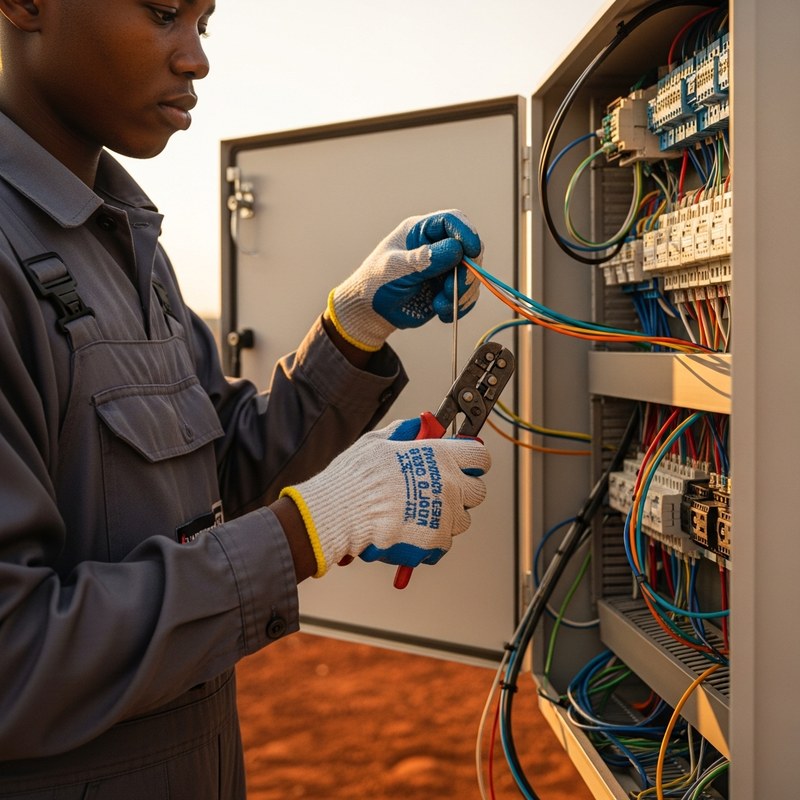 Electrical apprentice at solar farm